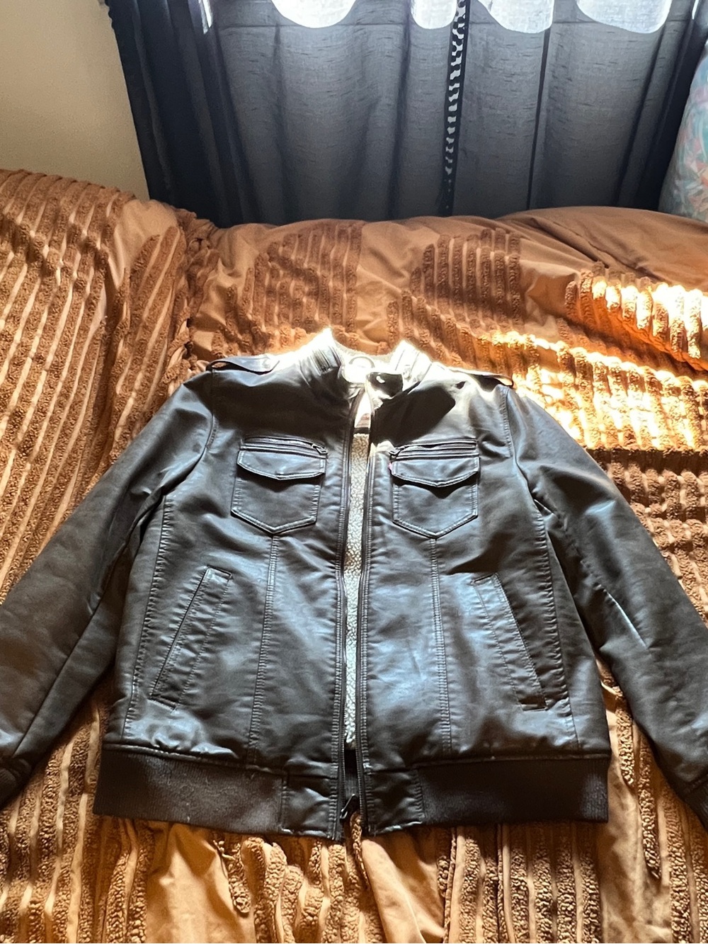 Levi's Brown Faux Leather Bomber Jacket